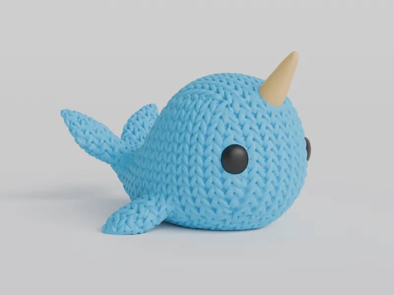 Blue Knitted Narwhal